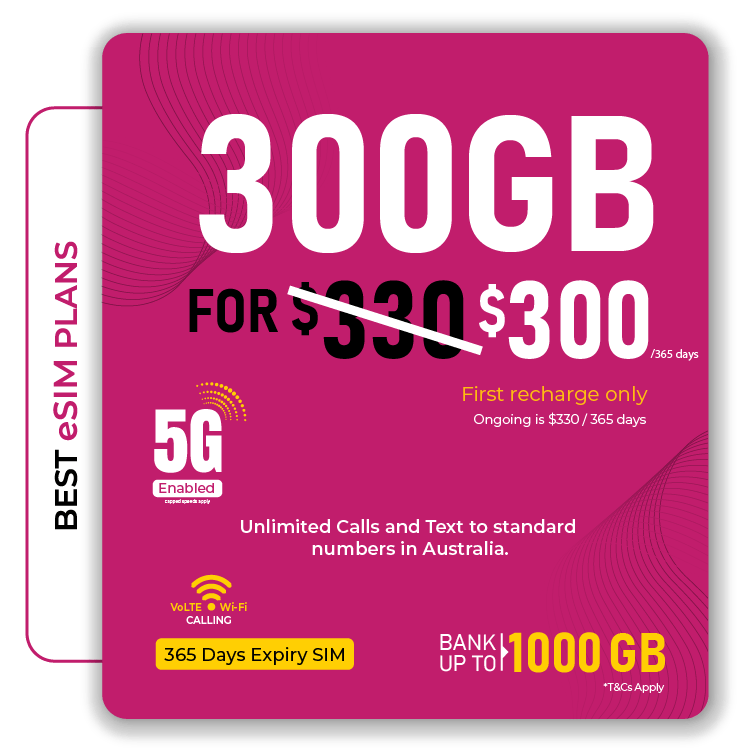 Skytel's best 300GB for 365 days eSIM Australia Plan